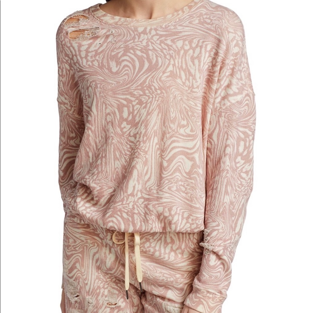 NEW NWT n:PHILANTHROPY Pink Marbled Vinn Swirled Sweatshirt